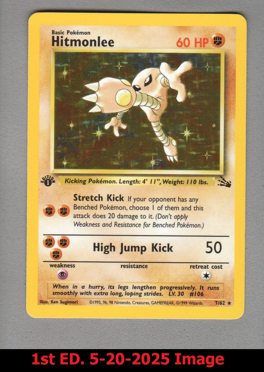 Hitmonlee - 7/62 - Holo Rare - 1st Edition